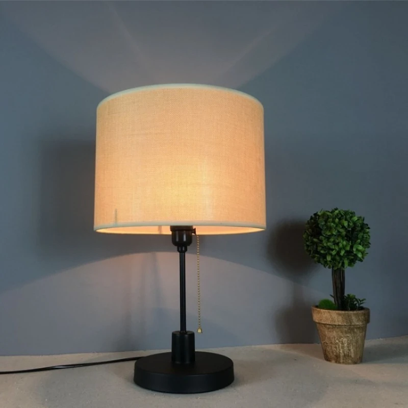 E27 Light Socket Lampshade Round Tube Linen Fabric Lampcover for Table Lamp Floor Lamp