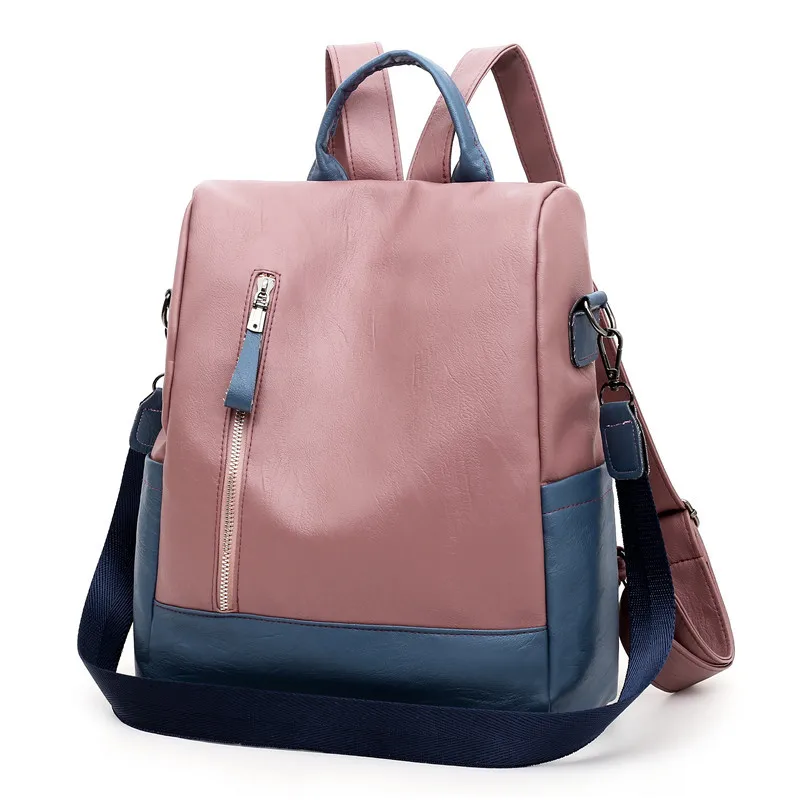 Europe and the new PU soft shoulder bag women's outdoor travel backpack simple and lightweight anti-theft backpack