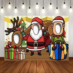 Babbo natale Elf renna Christmas Hole In Face Banner sfondo sfondo Party Game Holiday Decor buon compleanno Baby Shower