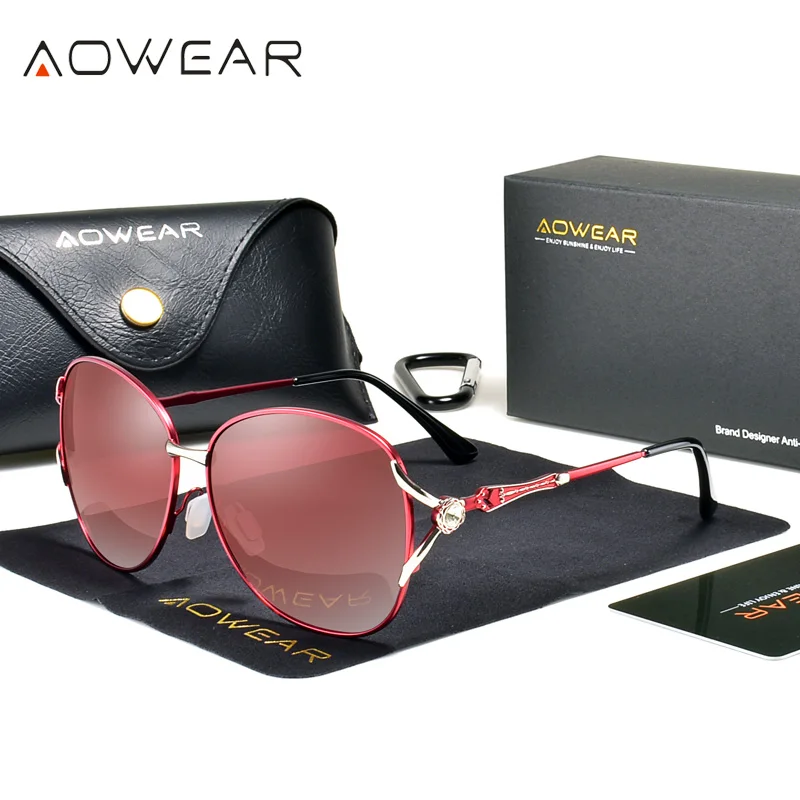 

AOWEAR брендовые винтажные поляризационные солнцезащитные очки женские высокого качества с бриллиантами большие солнцезащитные очки с градиентом Lunette De Soleil