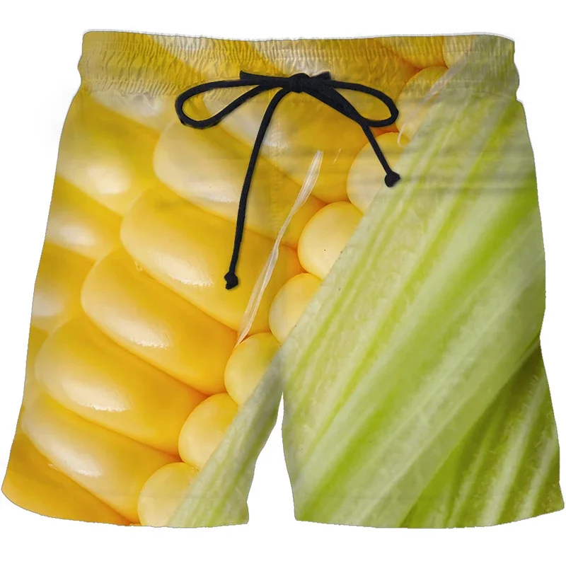 Farm Corn Print Boardshorts für Männer, Humorvolle Grafik, Hip-Hop-Street-Beach-Shorts, Sommer-Outdoor-Sport, Lässige Herren-Kurzhose – Detail 3