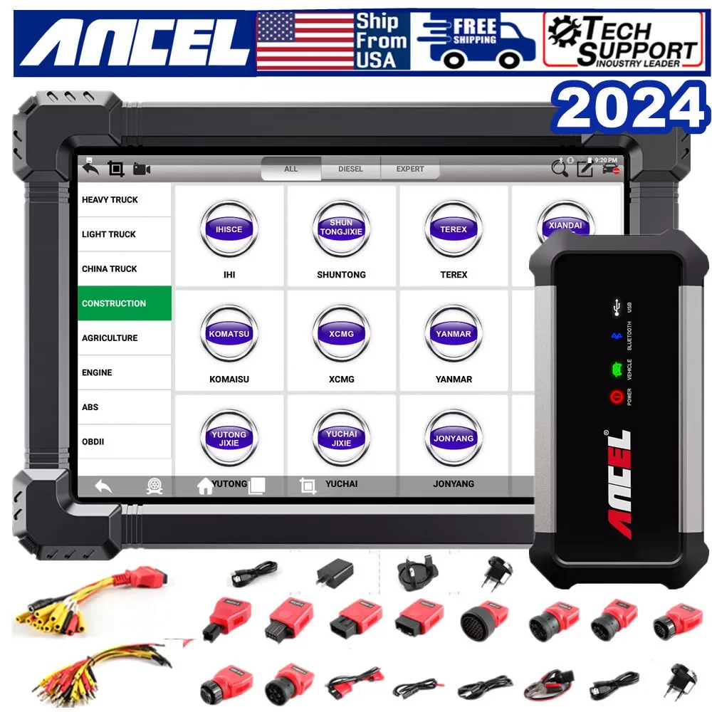 ANCEL X7 HD Heavy Duty Truck Diagnostic Tool TPMS D-P-F Regen ABS SAS ECU Oil Reset Full System OBD2 Truck Scanner 24V/12V Cars