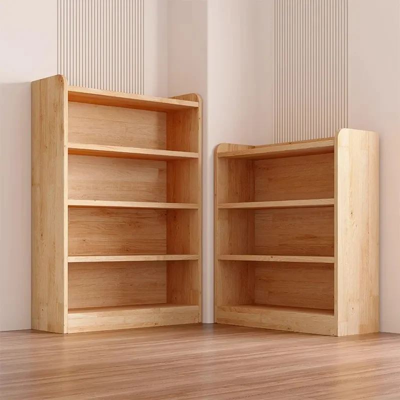 for Solid Wood Bookshelf Integrated Wall to Wall Floor Bookcase Multi Layer Locker Household Children Student Living Room