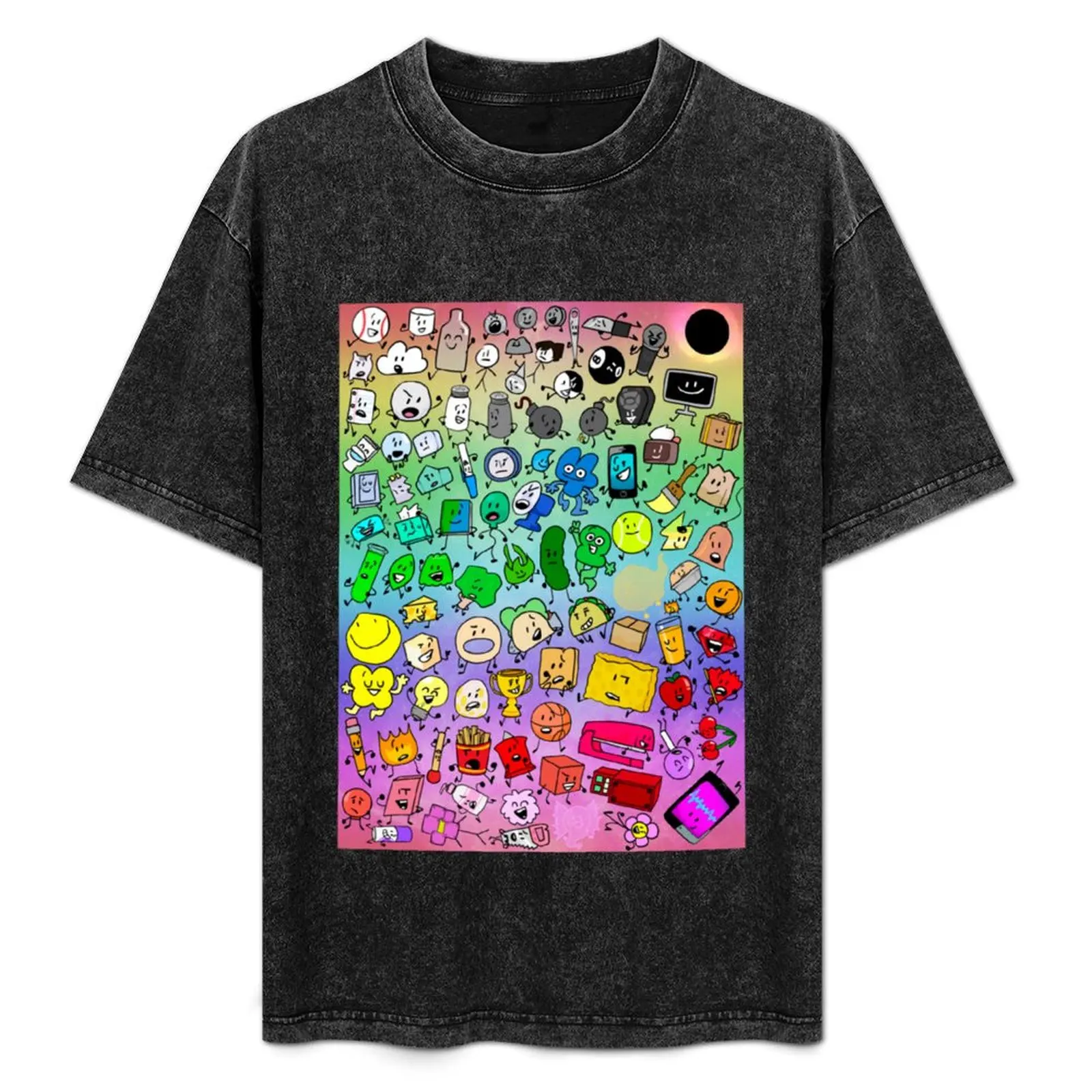 Bfdi Inanimate Insanity All Characters (Rainbow) T-Shirt anime t shirts designer shirts hippie clothes Men's clothing