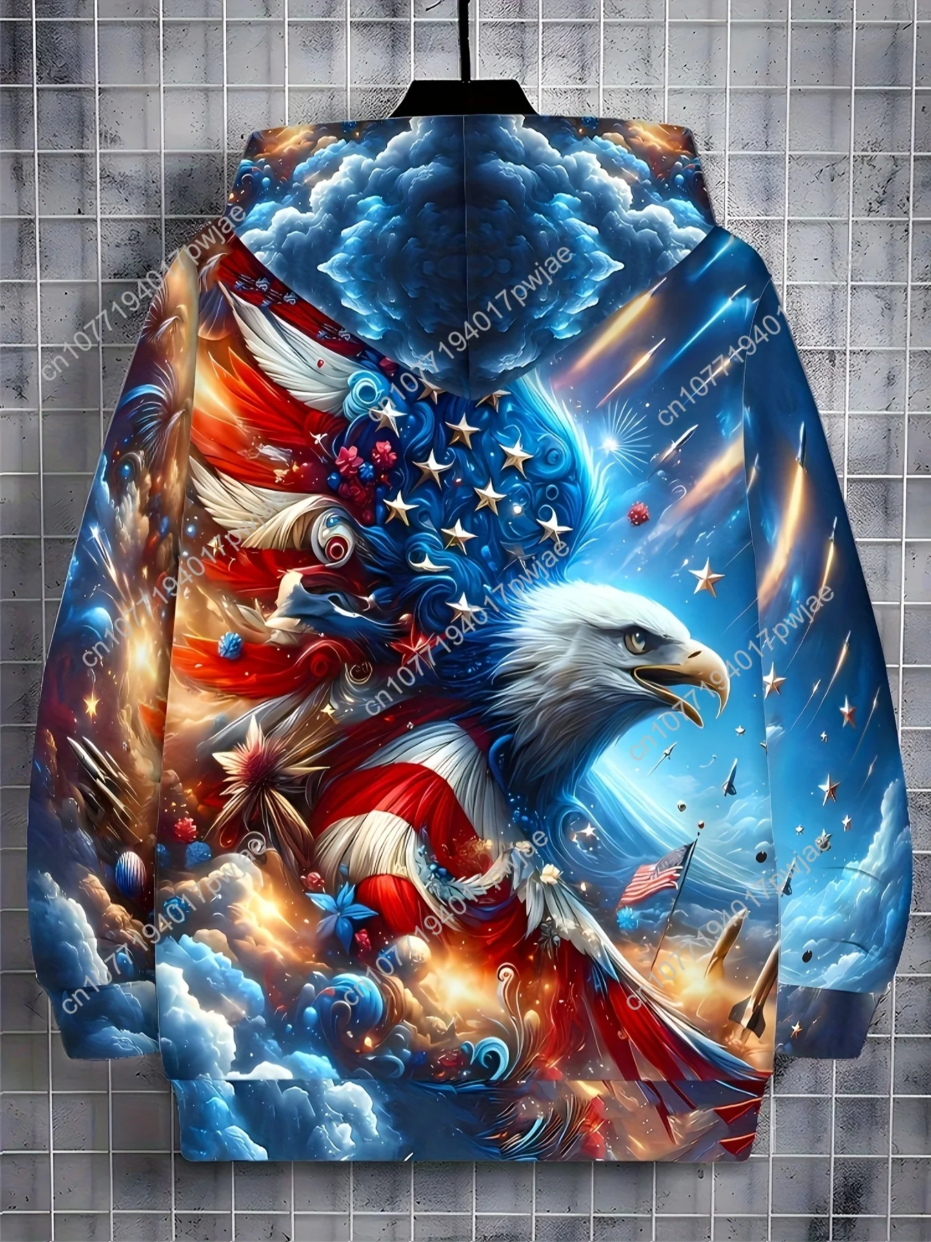 Мужская куртка с капюшоном и принтом патриотического орла — яркий дизайн американского флага, верхняя одежда на молнии с длинными рукавами на осень и зиму, стиль
