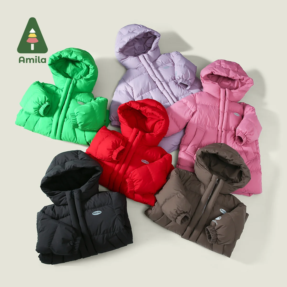 Amila Baby Down Jacket 2024 Winter New Style Boys And Girls Multi-Color White Goose Down Warm Skin-Friendly Children\'s Jacket