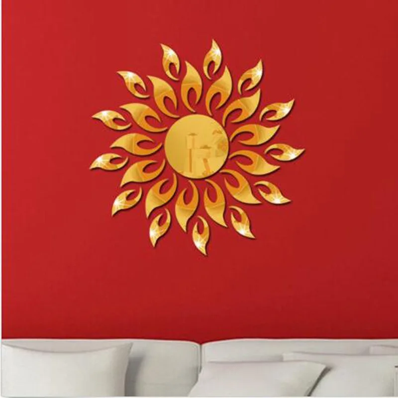 3D Mirror Sun Flower Art Removable Wall Sticker Acrylic Mural Decal Home Room Decor Hot view 4