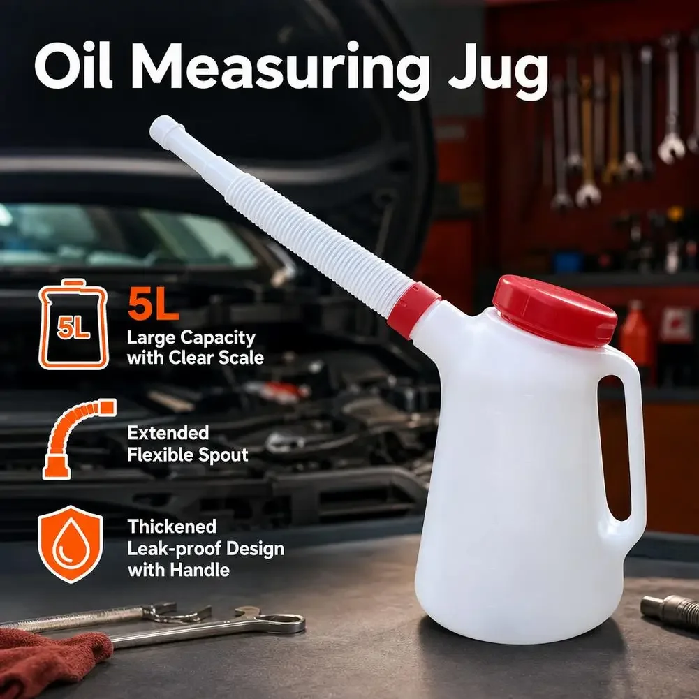5L Plastic Oil Measuring Jug with Pouring Spout Container Oiler Plastic Oiler Oil Pot For Car Motorcycle
