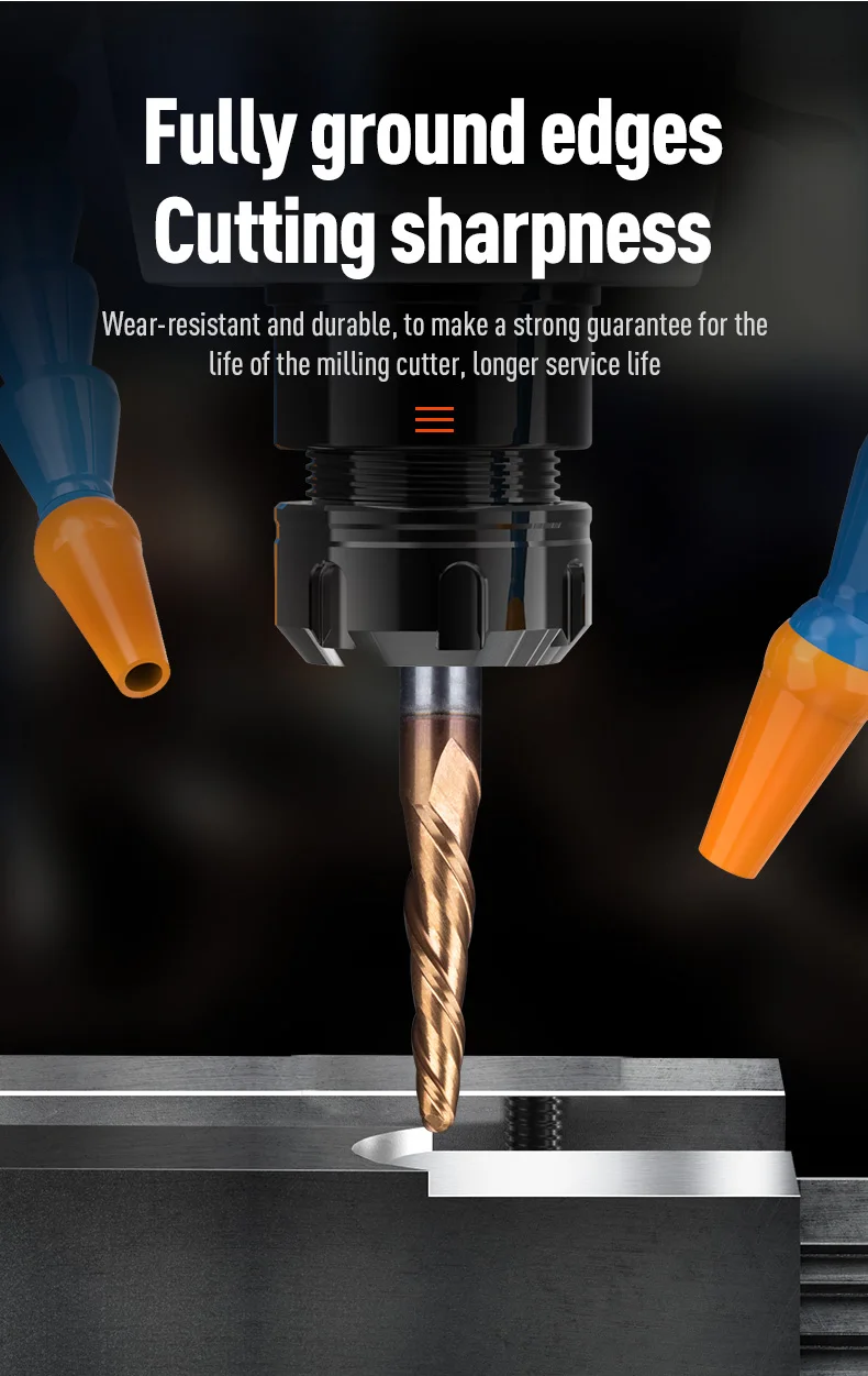 Carbide Spiral Tapered Ball Nose End Mill 6mm Shank 2 Flutes Router Bit Woodworking CNC 2D 3D Carving Bits Wood Milling Cutter