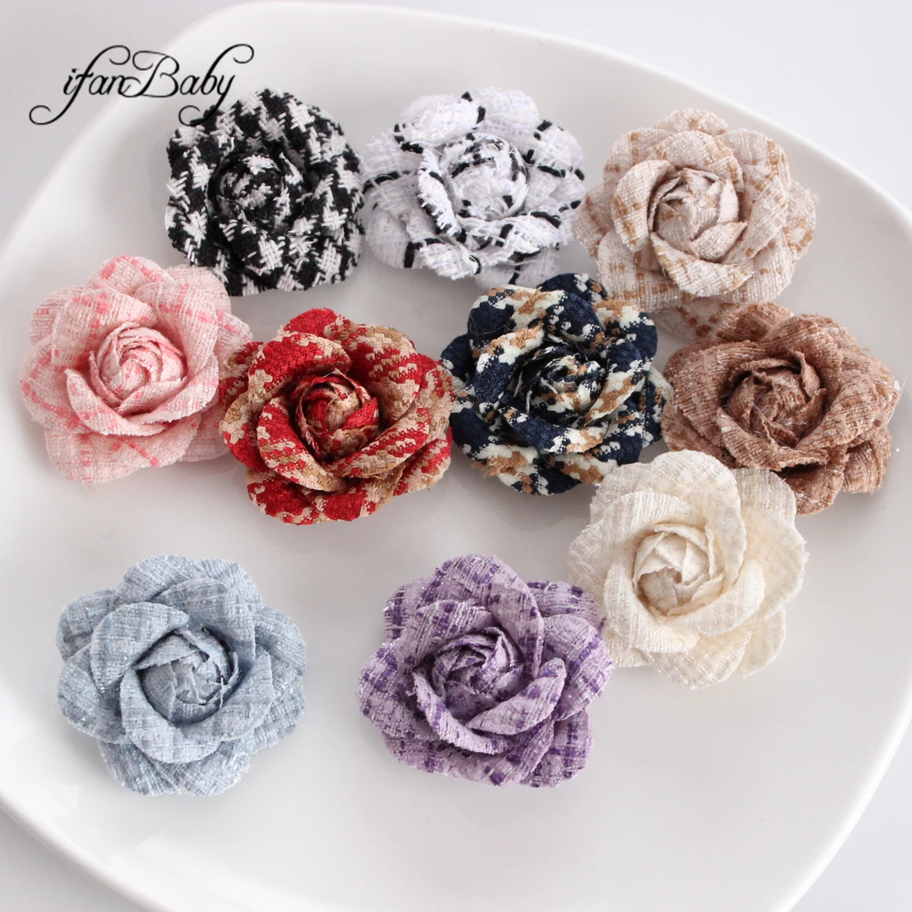

Handmade Camellias Floral For Hair Clothing Decoration Shabby Rossette Flower Vintage Fabric Camellia Frayed Flower