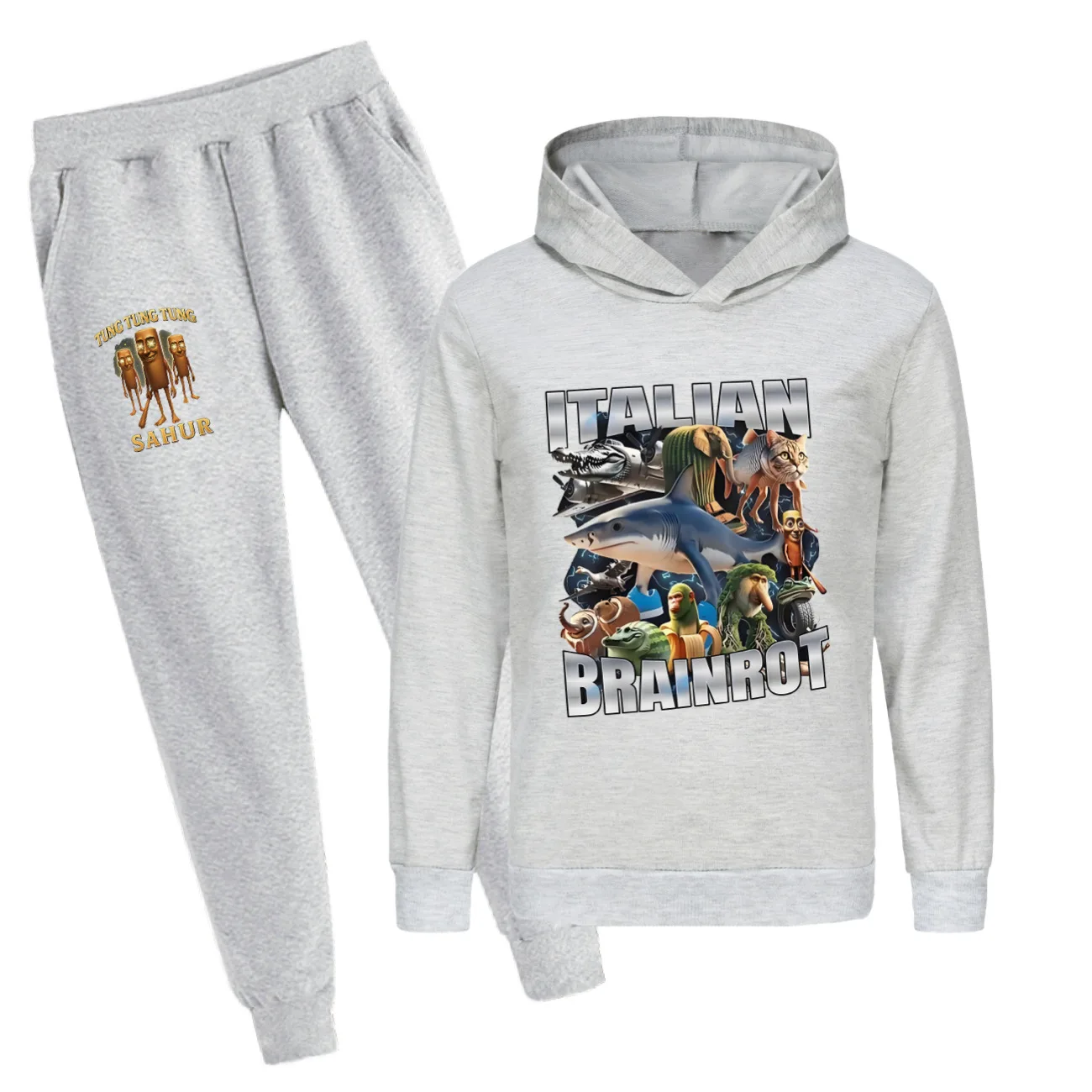 

New Tung Tung Tung Sahur Clothes Set Kids Italian Brainrot Meme Hoodies Pants 2pcs Sets Boys Autumn Sportsuit Baby Girls Otufits