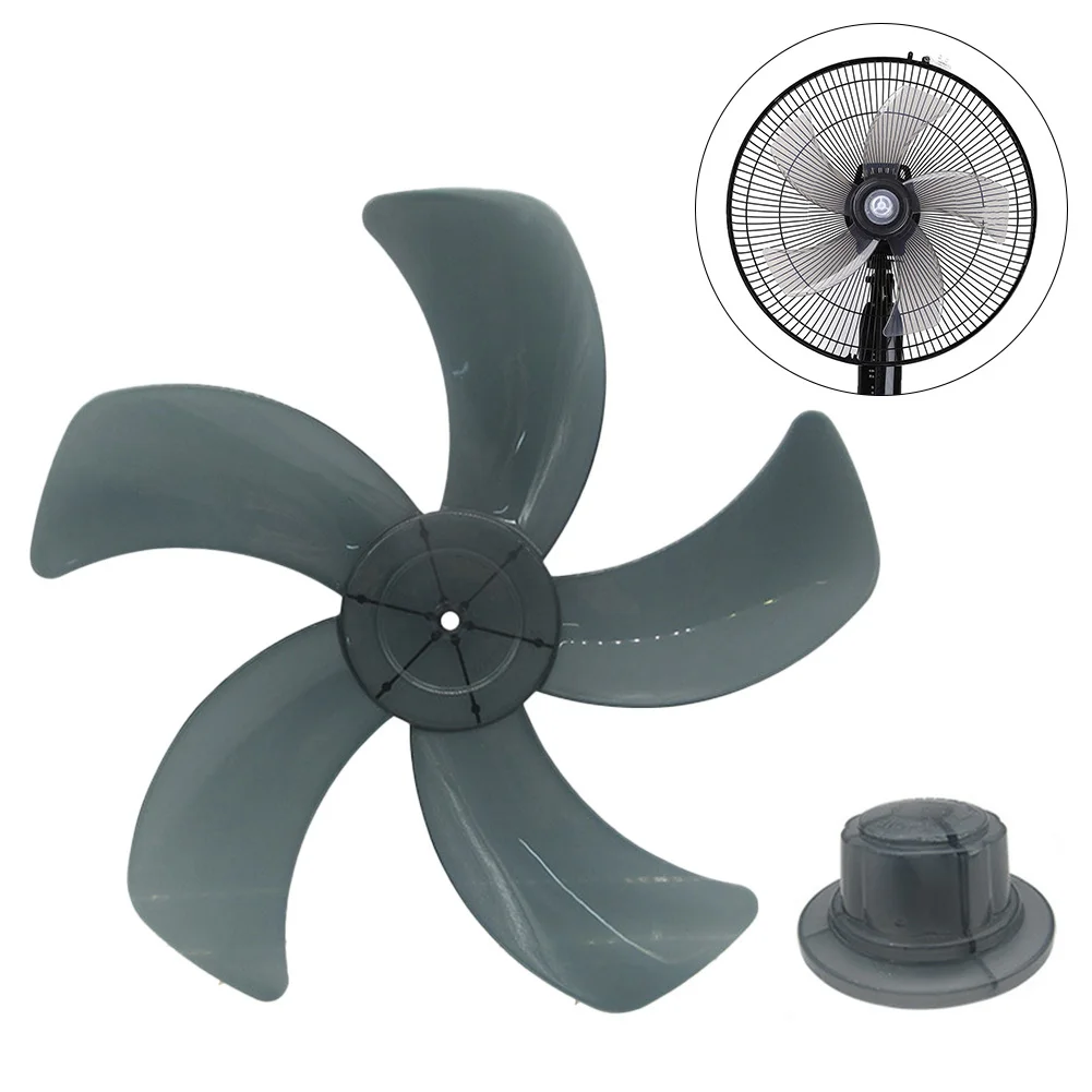 40cm Plastic Fan Blade 5 Leaves Standing Pedestal Fan Blade Table Fanner With Nut Cover Electric Fan Accessories