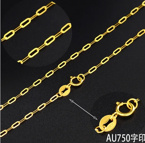18k real gold necklaces for women O shape chains necklace au750 jewelry