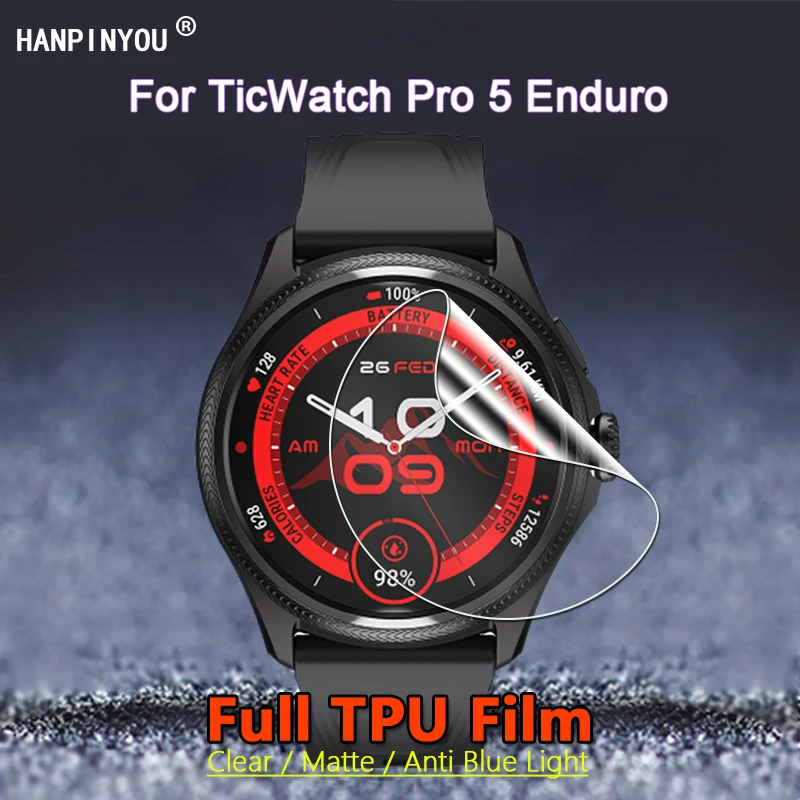 

2Pcs For TicWatch Pro 5 Enduro Ultra Clear / Matte / Anti Blue Light Soft TPU Hydrogel Film Screen Protector -Not Tempered Glass
