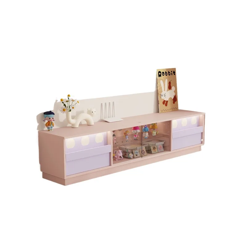 

TV cabinet French cream style low cabinet living room home floor storage and storage in one