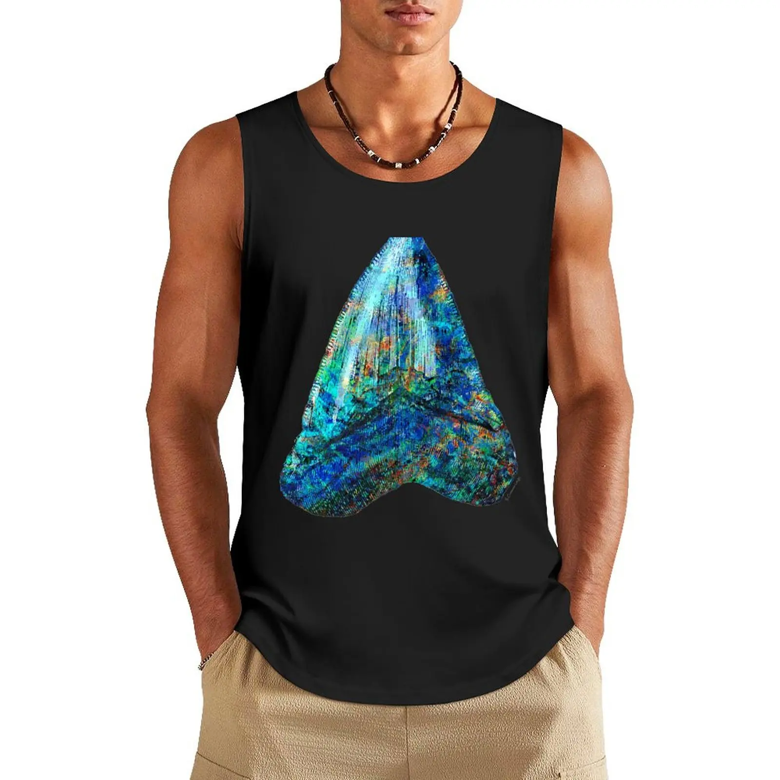 

Blue Shark Tooth Art by Sharon Cummings Tank Top sexy clothes men Men's gym clothing Men's gym t-shirts t-shirts for men