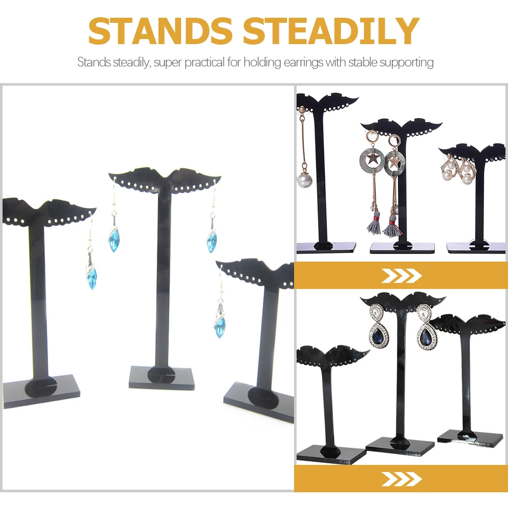 

3pcs Acrylic Earrings Display Stand Holder Rack Decorative Wing Shape Desktop Storage Shelf For Dangle Drop Earrings Countertop