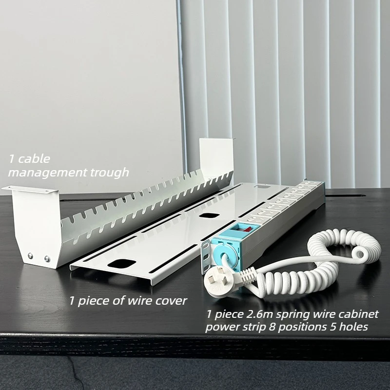 Under Desk Cable Organizers with Power Strip Fixing Hide Cables Management Gaming Desks Wire Protector Wires Organizer Box