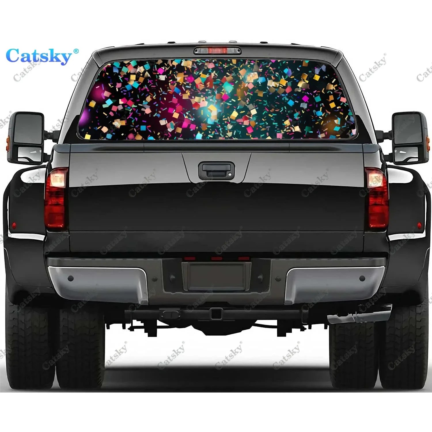 

Holographic Glitter Digital Rear Window Decal Fit Pickup,Truck,Car Universal See Through Perforated Back Windows Vinyl Sticker