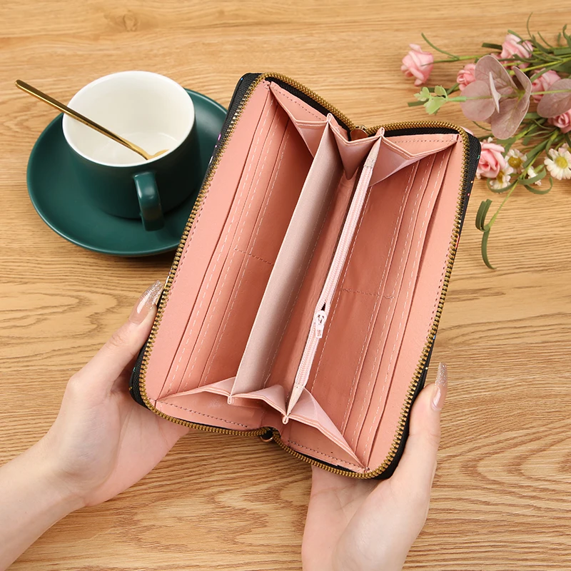 2024 Women's New Korean Edition Simplified Colored Diamond Tassel Wallet Basic Series Short Wallet Long Wallet