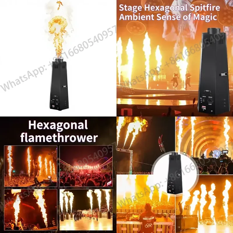 200W 90-240V 6-Corner High-Altitude Flamethrower 6CH DMX512 Remote Multicolor Metal Outdoor Activity Stage Special Effects