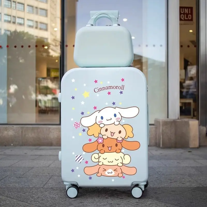 Juego de 2 maletas Sanrio Cinnamoroll con neceser, maleta rígida con ruedas silenciosas, maleta de viaje tipo trolley.