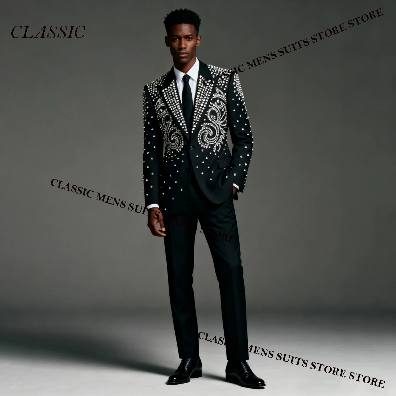 

Роскошные мужские костюмы со стразами и бриллиантами, формальные свадебные смокинги по индивидуальному заказу, облегающие Ropa hombre, комплекты из 3 предметов, мужские пиджаки для жениха