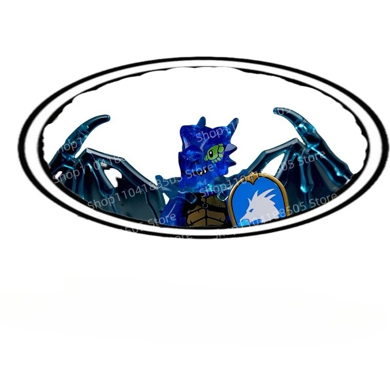 MOC نسخة الصدر من أجنحة معركة التنين، الظلام التنين فارس تمثال الزنزانة فسيفساء اكسسوارات هدية الحلي جمع