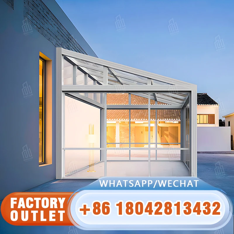 Baivilla Telescopic Aluminum Curve Polycarbonate Roof Patio Swimming Pool Glass Conservatory Retractable Sunroom