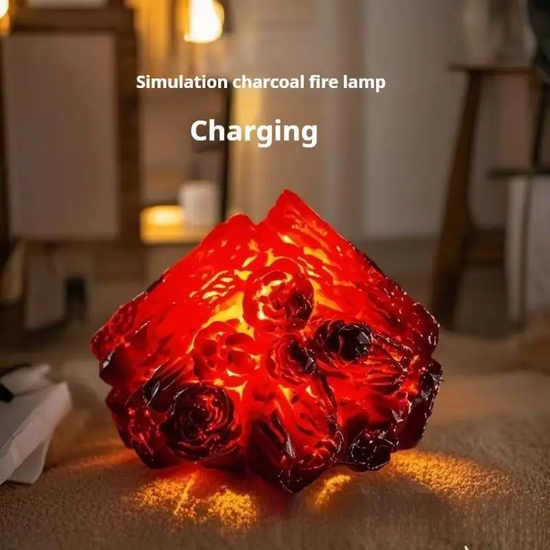 

Simulation Charcoal Fire Lamp Night Light for Camping Bonfire Decoration Indoor Outdoor Halloween Party Home Decor Flame Effect