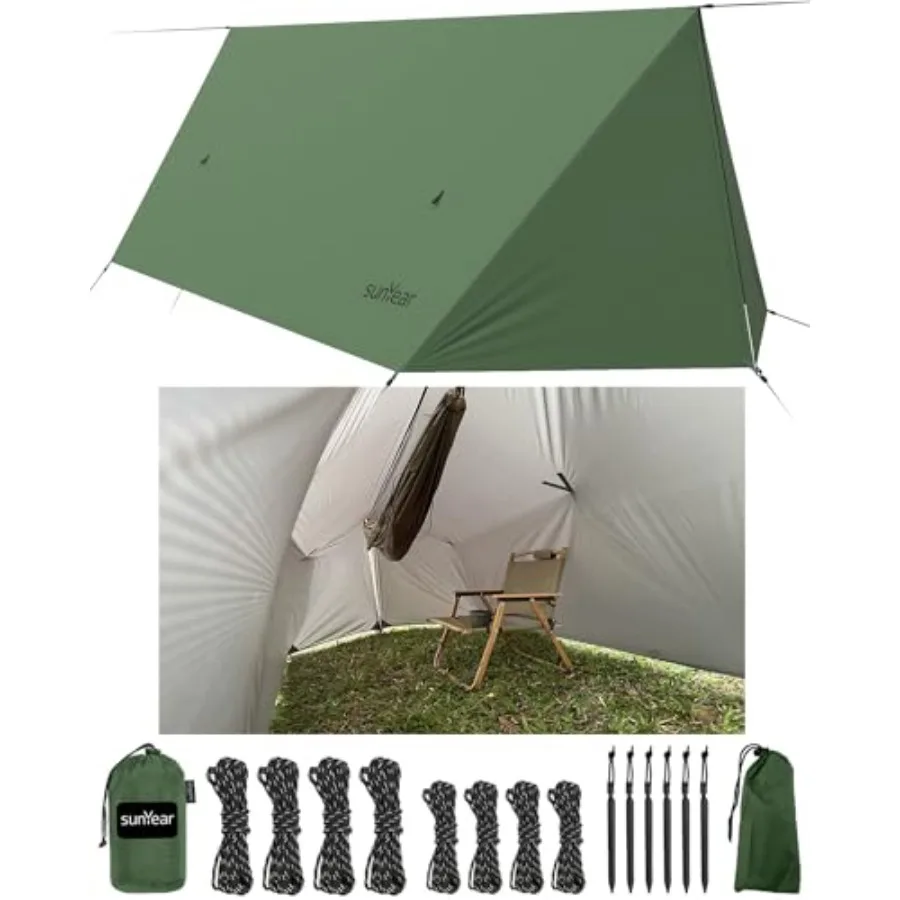 

Hammock Rain Fly Waterproof - Premium Hammock Tarp with Doors to Stay Warm and Dry in All Seasons Portable and Lightweight Camp