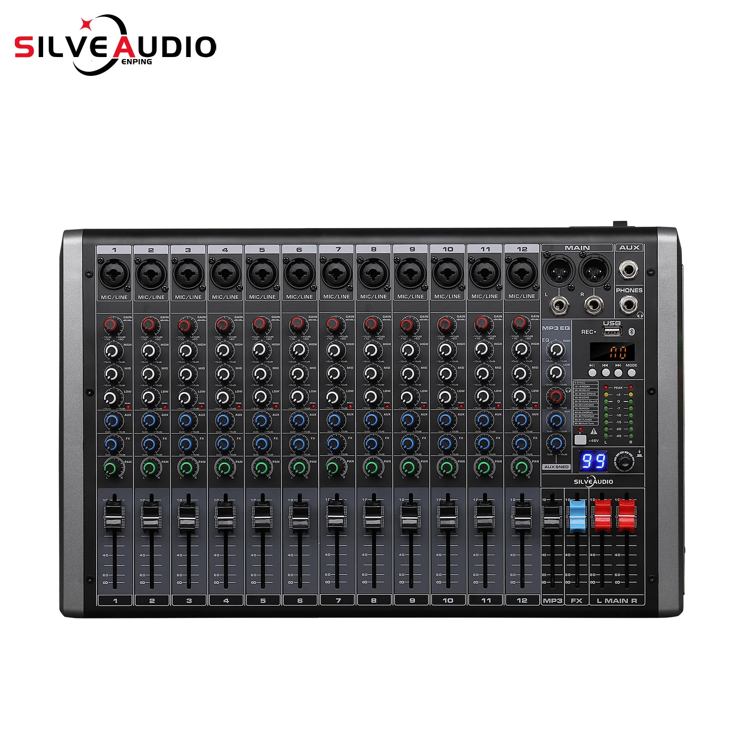 GAX-QQ12 Professional Audio Dj Mixer with Aux Audio Console Mixer for Stage performance