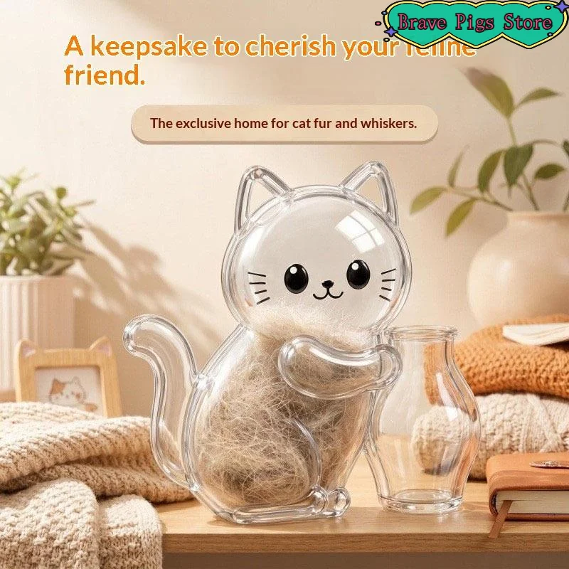 [HM]Transparent Cat Hair Storage Refrigerator Pet Fur Keepsake Capsule DIY Souvenirs Cat Whiskers Collector Fridge Magnet[HM]