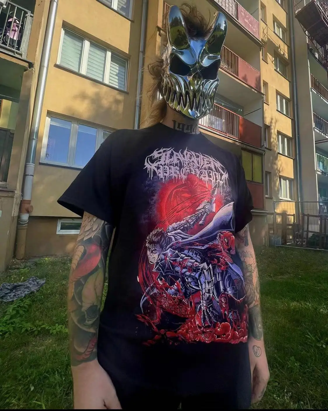 

SLAUGHTER TO PREVAIL Russian Dead Nuclear Band Official T-Shirt, Sword Wind Legend Violence Vintage Alphabet Pattern T-Shirt