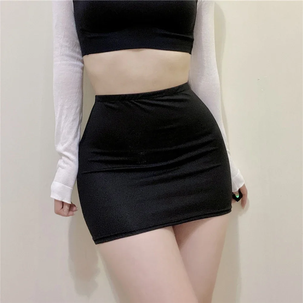 Sexy Women's Sheer Mesh Transparent Skirt Solid Black High Waist Lingerie Short Stretch Night Club Mini Skirts Woman Clothing