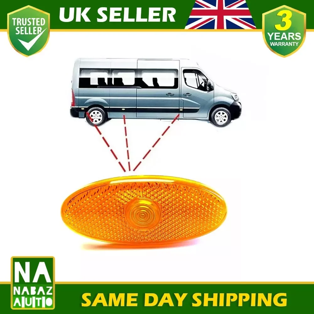 FOR RENAULT MASTER VAUXHALL MOVANO SIDE MARKER LAMP LIGHT LENS AMBER 261B00001R Car Lights Accessories