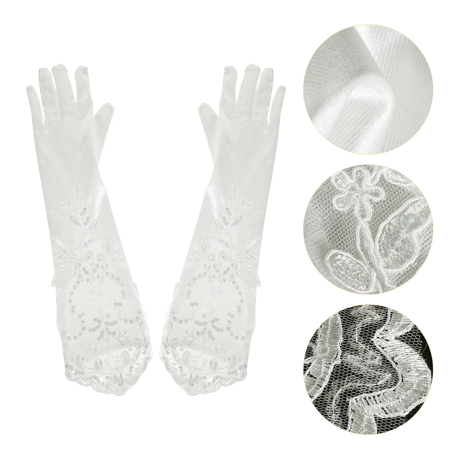 1 par luvas de renda longo padrão floral pele amigável luvas de noiva de casamento para mulheres chá festa ópera traje acessórios