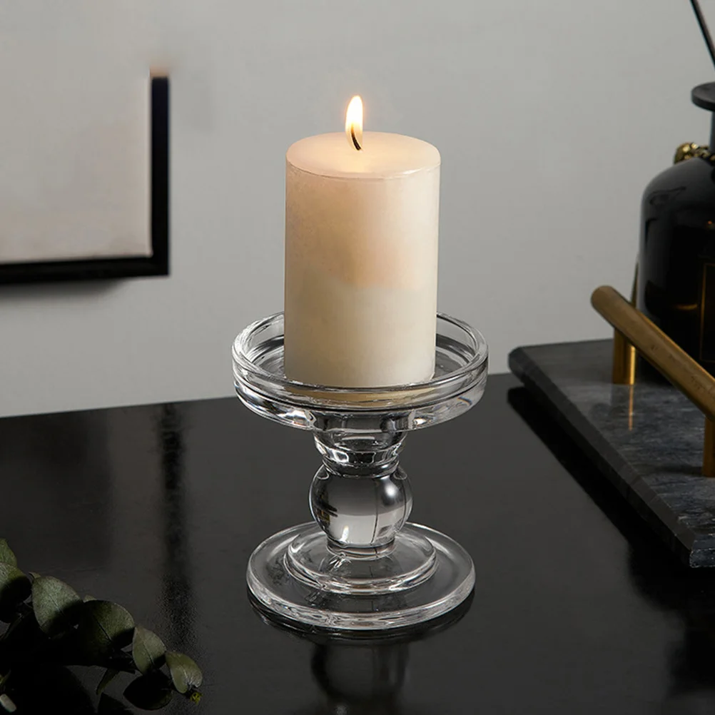 

1Pcs Glass Holder Decorative Romantic Candlestick Home Decoration Desktop Decoration Candlelight Dinner Prop