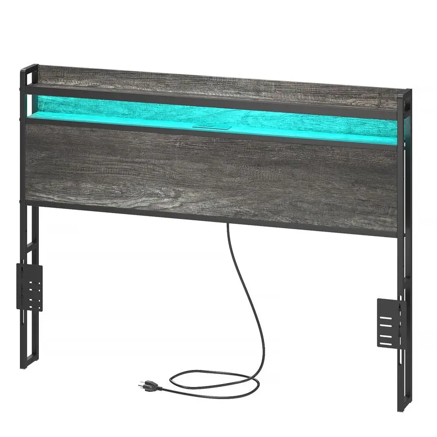 

Изголовье Elephance для каркаса кровати размера «queen-size» с 2-уровневым хранилищем, розетками, USB и портами типа C и светодиодной подсветкой, высота Adju