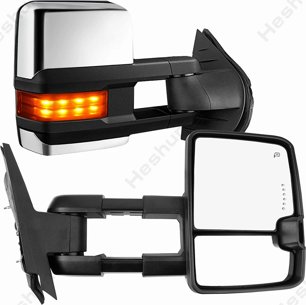 

2 Pieces Towing Mirrors For Chevy Silverado 1500 GMC Yukon XL 2500 Sierra 3500 2007-2014 Power Heated Signal Light Side Mirror