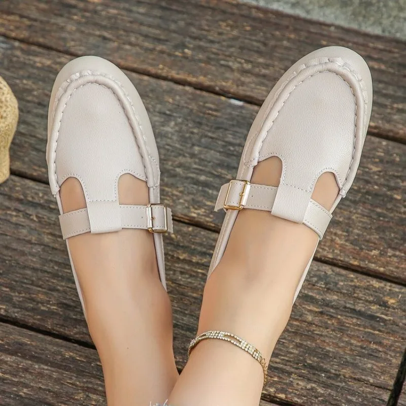 المرأة الجديدة بولي Leather جلد السيدات المتسكعون الرجعية لينة وحيد أمي الربيع الشقق أحذية امرأة موضة مكتب أحذية أنيقة ماري جين الأحذية