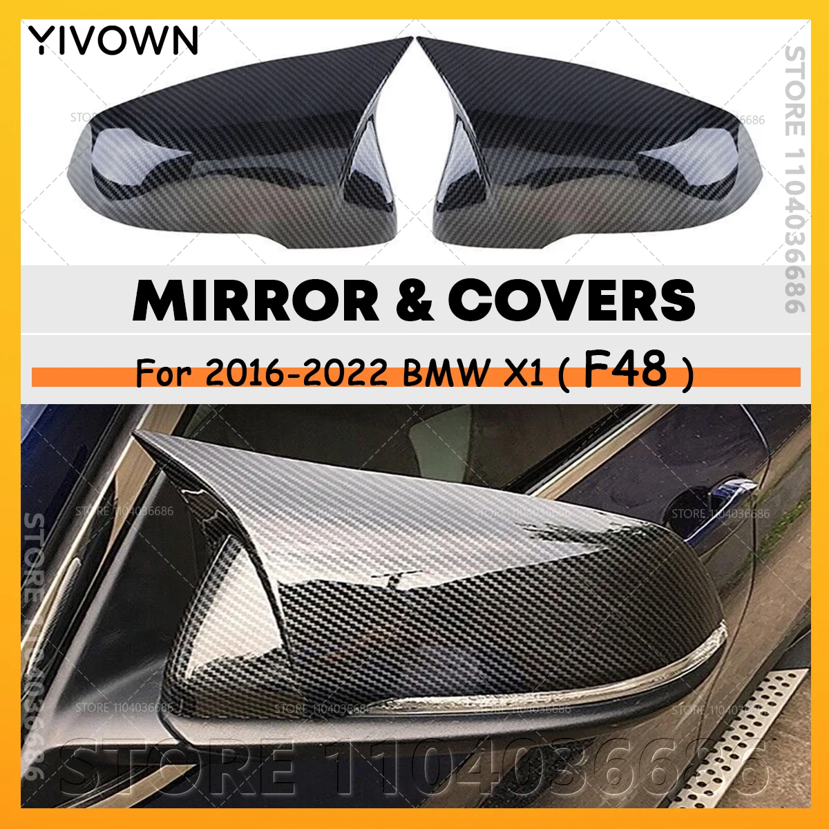 

For 2016-2022 BMW X1 28i 28ix (F48) Mirror Cover Housing Cap (Glossy or Carbon Fiber) 51167386567 51167386568