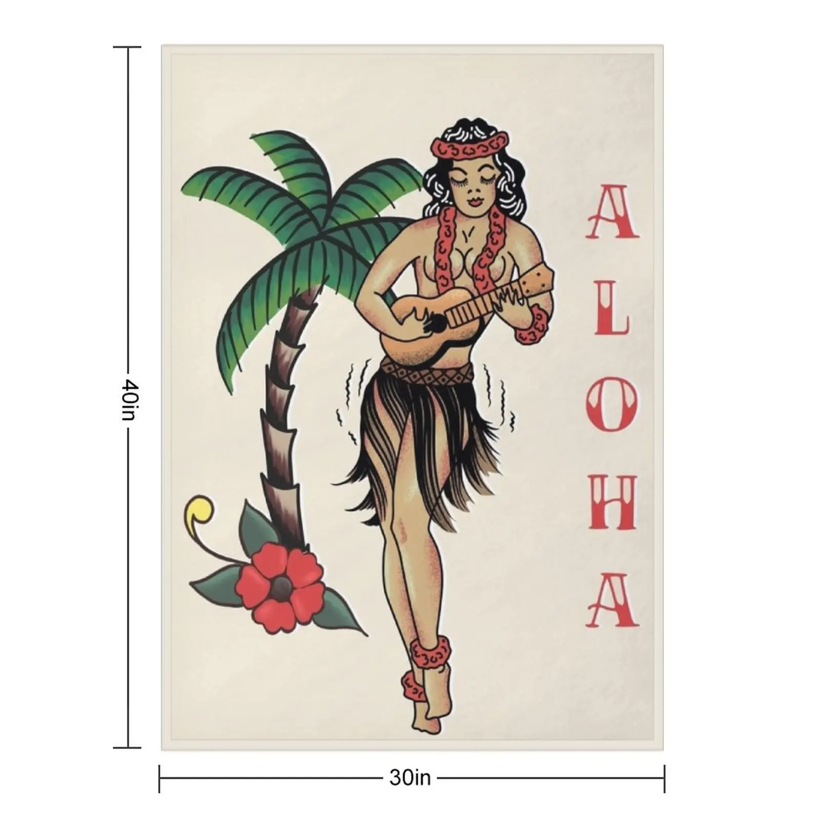 Jerry Style Traditional Aloha Hula Pinup Girl In Hawaii Throw Blanket Blankets For Bed Camping Furrys Thermal Blankets