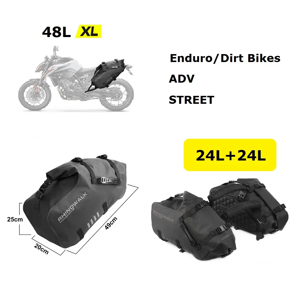 100%waterproof 48l Motorcycle Bags Durable Side Bag Luggage Bag Universal Fit Motor Pannier Bag Saddle Bag