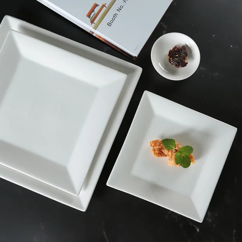 

Everyday Hard Square 1 Piece Fine Ceramic Dinnerware in Whitedishes Dinner Plates Dinnerware