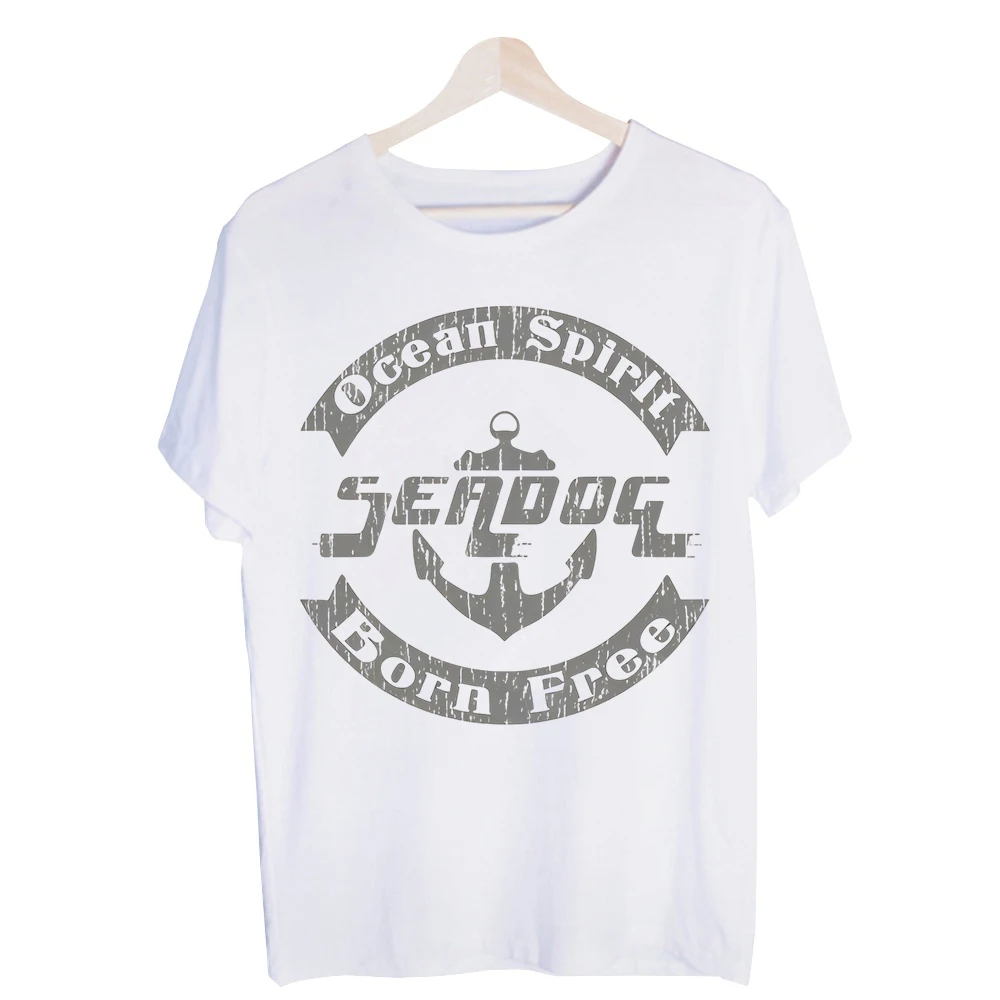 Men's Anchor and Slogan Graphic Tee, Vintage Style Short Sleeve Crew Neck T-Shirt for Casual Summer Wear