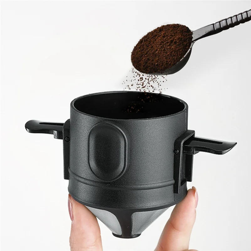 ABJT-Portable Coffee Filter Reusable Funnel Tea Infuser Stainless Steel Minie Dripper Coffee Dripper For Home Office Trave