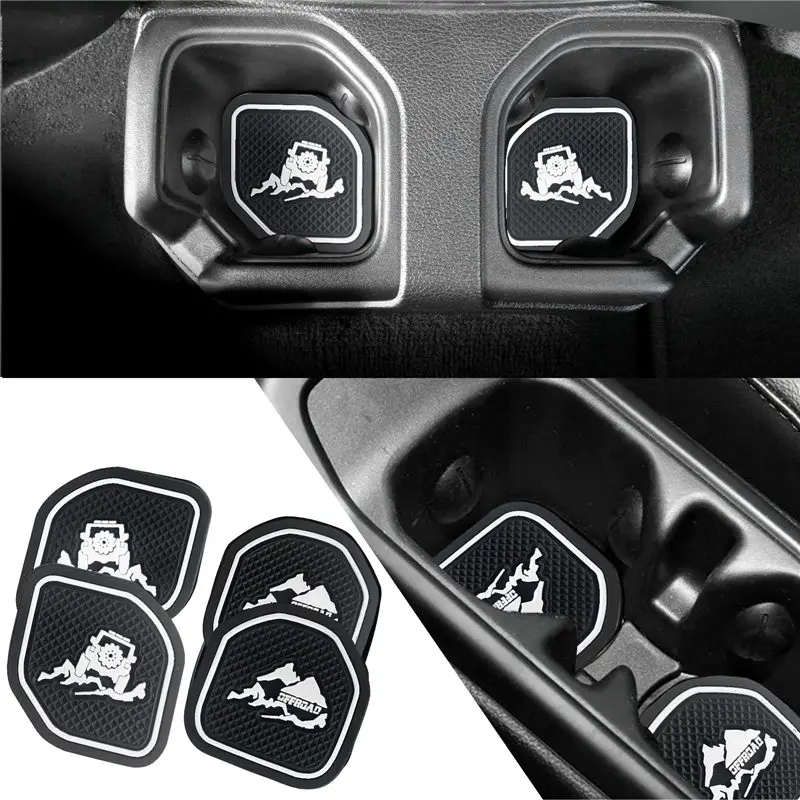 for Jeep Wrangler Jl Jlu 2020-2022 Non-Slip Car Cup Coaster Slot Pad Anti-Slip Mat Pocket Mat Interior Cup Holder Pad Styling