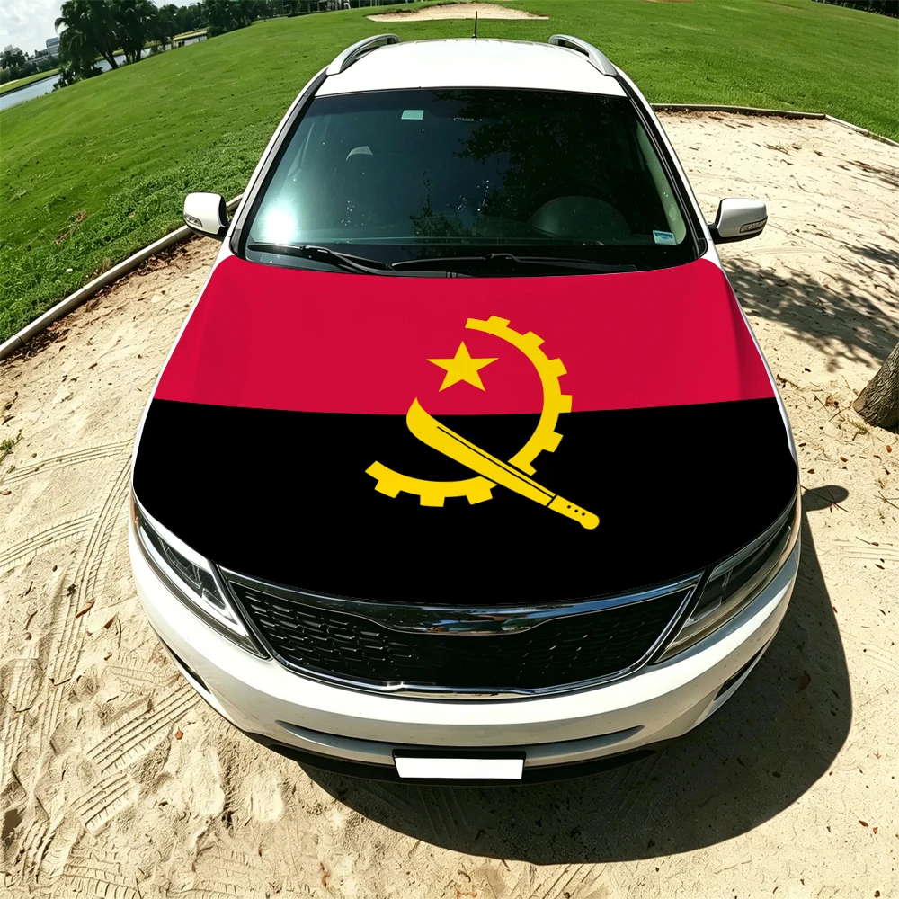 130x160cm Angola Car Hood Cover Flag, Elastic Windproof Patriotic Bonnet Banner Cheer for the competition