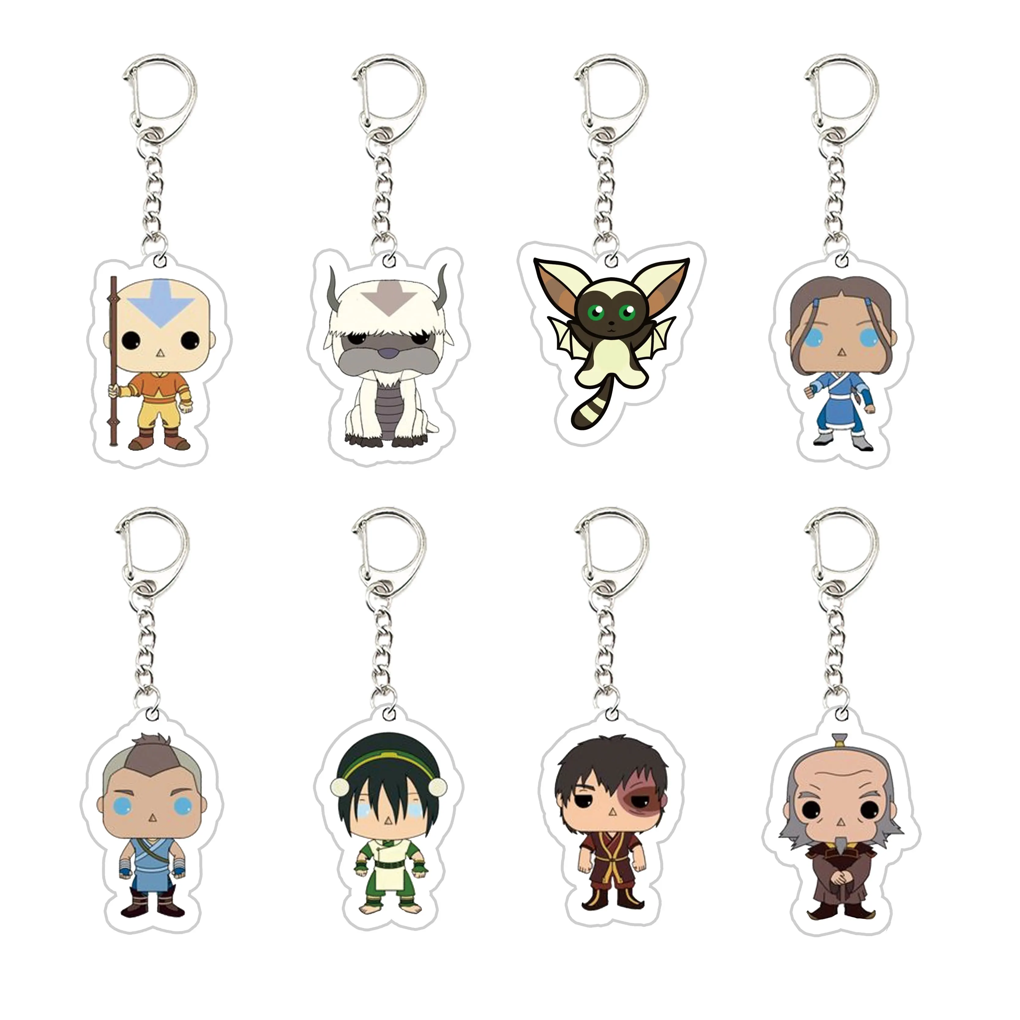 Acrylic Avatar The Last Airbender Keyring Key Chains Anime The Last Airbender KeyChain Pendant KeyRing for Accessories Bag Fans